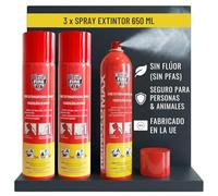notlok Safety Work - 3X Mini Extintor Casa 650ml sin Flúor | Seguro para la Piel | Clases A, F, E hasta 1000V | Extintores, Fire Extinguisher Home, Extintor Coche, Barco, Apartamento