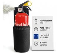 notlok Safety Work - Extintor de Polvo ABC 1kg + Incendios aparatos eléctricos <1000V | Mini Extintors Coche + Soporte autoadherente | Pequeño Extintor Hogar Todo Fuego | Auto, Caravana, Barco
