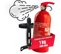 notlok Safety Work - Extintor de Polvo de 1kg ABC + E < 1000 V | 3 años de garantía | Mini extintor de presión Continua doméstico Ideal para Cocina Pero también para Coche | + Soporte para extintor