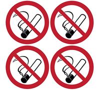 notlok Safety Work - Prohibido fumar -Señal adhesiva de prohibido fumar para oficinas, hostelería y particulares - Para interior y exterior - Transparente, autoadhesiva - Juego de 4, 20 cm de diámetro