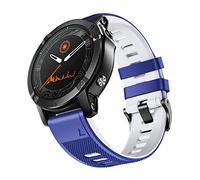 NotoCity 22mm Correa Compatible con Garmin Fenix 6/6 pro Pulsera, para Garmin Fenix 5/5 Plus Correa, Pulsera de Silicona de Ajuste Rápido de 22 mm, Azul-Blanco