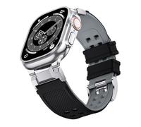 NotoCity Apple Watch Ultra 2/Ultra 49mm Correa Compatible con Series 10/9/8/7/6/5/4/SE/SE2 46mm 45mm 44mm, Silicona para Series 3/2/1 42mm (Negro+Gris)