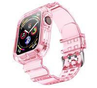 NotoCity Correa Compatible con Apple Watch 10, para Apple Watch Serie 10 42mm Correa de Repuesto con Funda, Creativa,Transparente (Rosa translúcido)