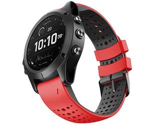 NotoCity Correa Compatible con Garmin Fenix 5/Fenix 6 Pro/Fenix 5 Plus/Fenix 6/Forerunner 945/Forerunner 935/Approach S60/Quatix 5 Correa de silicona de 22 mm(negro-rojo)