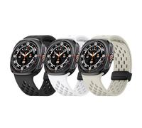 NotoCity Correa de silicona para Samsung Galaxy Watch Ultra, 47 mm, para mujeres y hombres, transpirable, magnética, ajustable (negro+blanco+luz de estrellas)