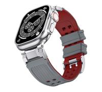 NotoCity Correa para Apple Watch Ultra 2/Ultra de 49 mm, compatible con series 10/9/8/7/6/5/4/SE/SE2 46 mm 45 mm 44 mm, silicona para iWatch Series 3/2/1 42 mm (gris y rojo) - para hombre y mujer