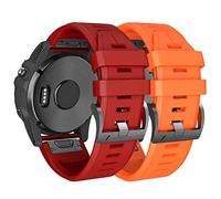 NotoCity Correa para Garmin Fenix 6 pro/6/7/5, Quickfit 22mm para Garmin Fenix 7 pro/5 plus/8/8 Pro 47mm, Forerunner 935/945/955/965, Silicona Correas para Epix Gen 2(Rojo+Naranja)