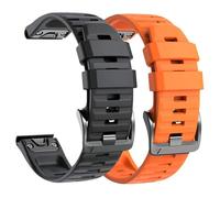 NotoCity Correa para Garmin fenix 6x/6x Pro, 26mm Correa para Garmin Fenix 5x/5x Plus/7x/7x Pro, Fenix 8/8 pro 51mm/3/3 HR Silicona Reemplazo Correas para, Quatix 7X, Epix Pro 51mm(Negro+Naranja)