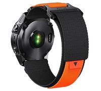 NotoCity Correa para Garmin Fenix 6X/6X Pro, 26mm Nylon para Garmin Fenix 7X/7X Pro/6X/5X/3/3HR, Fenix 8/8 Pro 51mm, Descent MK1/MK 2i/MK 2, D2 Delta PX/Charlie Reemplazo(Negro/Naranja)