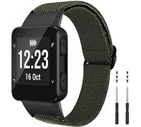 NotoCity Correa para Garmin Forerunner 35, Muñequera Tela Repuesto Correa Elástica Nylon Compatible con Reloj GPS para Correr Garmin Forerunner 35, Verde Militar