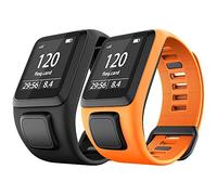 NotoCity Correa para Tomtom Runner 2/Runner 3/Spark/Spark 3/Adventurer/Golfer 2, Correa de Silicona Pulsera de Repuesto para Tomtom (Negro+Naranja)