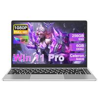 NOTODD Ordenador Portátil Win 11 Pro con 5G WiFi, Portátil 14 Pulgadas 6GB RAM 256GB SSD Expansión SSD 1TB, BT 4.2 3.0 Transmisión Puerto 1920*1080 FHD Portatiles Buenos & Mini Puerto Multimedia-Plata