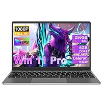 NOTODD Ordenador Portátil Win 11 Pro con 5G WiFi, Portátil 14 Pulgadas 6GB RAM 256GB SSD Expansión SSD 1TB, BT 4.2 3.0 Transmisión Puerto 1920*1080 FHD Portatiles Buenos & Mini Puerto Multimedia-Gris