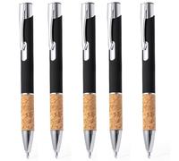 noTrash2003 10 bolígrafos ergonómicos de Aluminio engomado, Punta de Metal y Zona de Agarre de Corcho y función táctil, 5 Colores, lápiz Capacitivo, Multicolor, Azul (neg