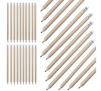noTrash2003 100 lápices de madera natural con goma de borrar, HB, preafilados, 19 cm de longitud, sostenibles