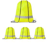 noTrash2003 4 bolsas de deporte con cordón con rayas reflectantes, bolsa de deporte, mochila impermeable, bolsa de gimnasio para mujer, hombre, chicos, niñas, adolescentes, seguridad en la oscuridad,