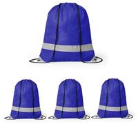 noTrash2003 4 bolsas de deporte con cordón con rayas reflectantes, bolsa de deporte, mochila impermeable, bolsa de gimnasio para mujer, hombre, chicos, niñas, adolescentes, seguridad en la oscuridad,