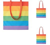 noTrash2003 Bolsa de la compra con diseño de arco iris de algodón, 38 cm x 42 cm, con asas largas en diseño LGBT, muestra tolerancia, multicolor, 38 x 42 cm