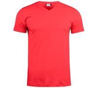 noTrash2003 Camiseta básica de manga corta para hombre con cuello en V Clique, ajuste estrecho, banda trasera en el cuello, puños con elastano, 145 g/m², certificado Oeko-Tex, rojo, XL