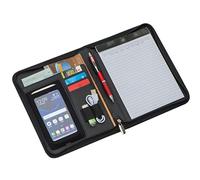 notrash2003® - Carpeta de anillas tamaño A5, con cremallera, piel regenerada, con trabillas y compartimento para Smartphone