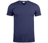 noTrash2003 Clique Basic - Camiseta de manga corta para hombre con cuello en V, manga corta, corte ajustado, banda para el cuello, puños traseros con elastano, 145 g/m², certificado Oeko-Tex, azul