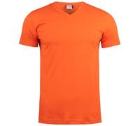 noTrash2003 Clique Basic - Camiseta de manga corta para hombre con cuello en V, manga corta, corte ajustado, banda para el cuello, puños traseros con elastano, 145 g/m², certificado Oeko-Tex, naranja,