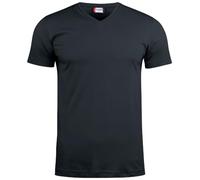 noTrash2003 Clique Basic - Camiseta de manga corta para hombre con cuello en V, manga corta, corte ajustado, banda para el cuello, puños traseros con elastano, 145 g/m², certificado Oeko-Tex, Negro ,