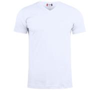noTrash2003 Clique Basic - Camiseta de manga corta para hombre con cuello en V, manga corta, corte ajustado, banda para el cuello, puños traseros con elastano, 145 g/m², certificado Oeko-Tex, Blanco,