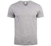 noTrash2003 Clique Basic - Camiseta de manga corta para hombre con cuello en V, manga corta, corte ajustado, banda para el cuello, puños traseros con elastano, 145 g/m², certificado Oeko-Tex, gris