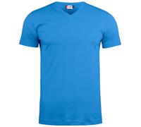 noTrash2003 Clique Basic - Camiseta de manga corta para hombre con cuello en V, manga corta, corte ajustado, banda para el cuello, puños traseros con elastano, 145 g/m², certificado Oeko-Tex, azul