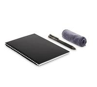 noTrash2003 Cuaderno reutilizable DIN A5 con bolígrafo borrable, cuaderno espiral sostenible y respetuoso con el medio ambiente con bolígrafo y paño de microfibra - utilizar papel una y otra vez