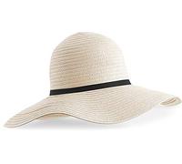 noTrash2003 Elegante sombrero hippie de verano para mujer, estilo hippie, estilo retro de los setenta, aspecto vintage, color negro o beige con banda para el sombrero, natural, Talla única