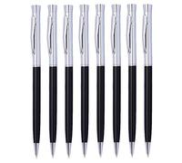 noTrash2003 Juego de 8 bolígrafos giratorios elegantes de metal con mina de escritura azul, suministros de oficina como juego para oficina, lugar de trabajo y escritorio