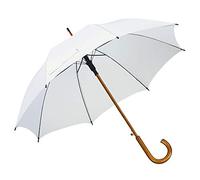 noTrash2003 Paraguas automático de madera, paraguas bastón, paraguas de portero con gancho redondo curvado, mango de madera de 103 cm de diámetro, Blanco, 103 cm, Clásico