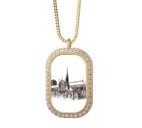 Notre-Dame de in Paris Francia - Collar con colgante de diamantes de cristal dorado