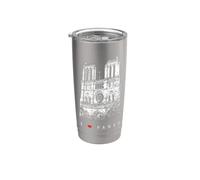 Notre-Dame de París Catedral Vintage France I Love Paris Vaso térmico de acero inoxidable de doble pared