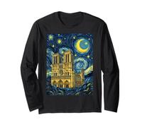 Notre Dame París Francia Noche Estrellada Historia del Arte Presente Manga Larga