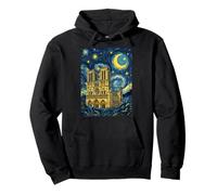 Notre Dame París Francia Noche Estrellada Historia del Arte Presente Sudadera con Capucha