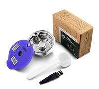 NOTSEK - Cápsulas de café reutilizables de acero inoxidable recargables para máquina, cápsulas de café reutilizables con tapa Slicone de 180 ml, código de barras