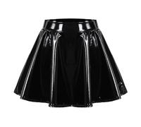 Notting Hill Carnival - Falda corta plisada brillante para mujer, talla grande, Negro, S