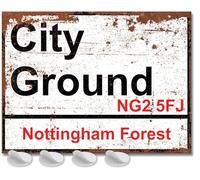 Nottingham Forest Gifts - Cartel de metal para hombre o niño, cartel de calle con texto en inglés "The City Ground Street" NFFC, cartel de metal para hombre, placa de tierra de fútbol para papás FC