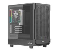 Noua Fobia LK100, Case Gaming MicroATX, Case PC Mini Tower, Ventilador ARGB 120 mm, Panel Frontal Mesh y Lateral Cristal Templado, Negro