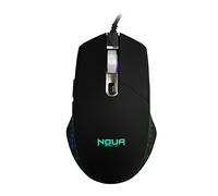 Noua Neon R Ratón Gaming RGB, Sensor óptico con 6 Niveles Ajustables hasta 4800 DPI, 6 Botones, Iluminación Arcoíris, para PC y ordenador portátil, USB, Negro
