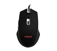 Noua Neon Ratón Gaming RGB, Sensor óptico con 4 Niveles Ajustables hasta 3200 DPI, 6 Botones, Iluminación LED con 4 Colores, para PC y ordenador portátil, USB, Negro
