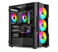 Noua Smash S1 Caja PC Gaming ARGB ATX, Micro ATX-ITX, 4 Ventiladores ARGB 120mm Preinstalados, Frontal Malla, Panel Lateral de Cristal Templado, USB 3.0, Color Negro