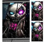 Nouiroy 2 calcomanías de vinilo de la serie de esqueleto de terror para coche, pilar B, divertidas calcomanías de oso panda y calavera para autos, camiones, SUV, calcomanías decorativas autoadhesivas