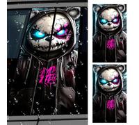Nouiroy 2 calcomanías de vinilo de la serie esqueleto de terror para coche, pilar B, divertidas calcomanías de oso panda y calavera para autos, camiones, SUV, calcomanías decorativas autoadhesivas