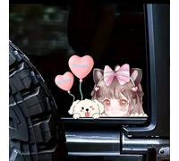 Nouiroy Calcomanía de anime de princesa rosa princesa para autos, calcomanía 3D de doble cara, impermeable, autoadhesiva, bonita calcomanía de vinilo para seguridad del bebé, superficie de vidrio