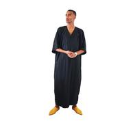 Nourfes Hombres Caftán Étnico Bata Musulmana Árabe Islámica Ropa Marroquí Ropa Jelaba Hombres Ramadán Ropa, Negro , XXL