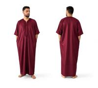 Nourfes Marroquí Tradicional Ropa Hombres Caftán Musulmán Árabe Vestido Marroquí Túnica de Fez Jelaba Kandora Hombres Abaya Hombres Ramadán Ropa de oración para Hombres, rojo, M